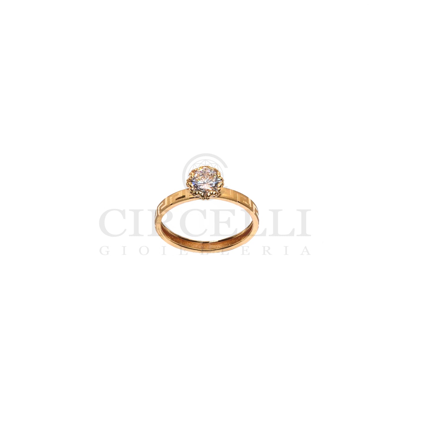 Anello solitario greca oro 18k