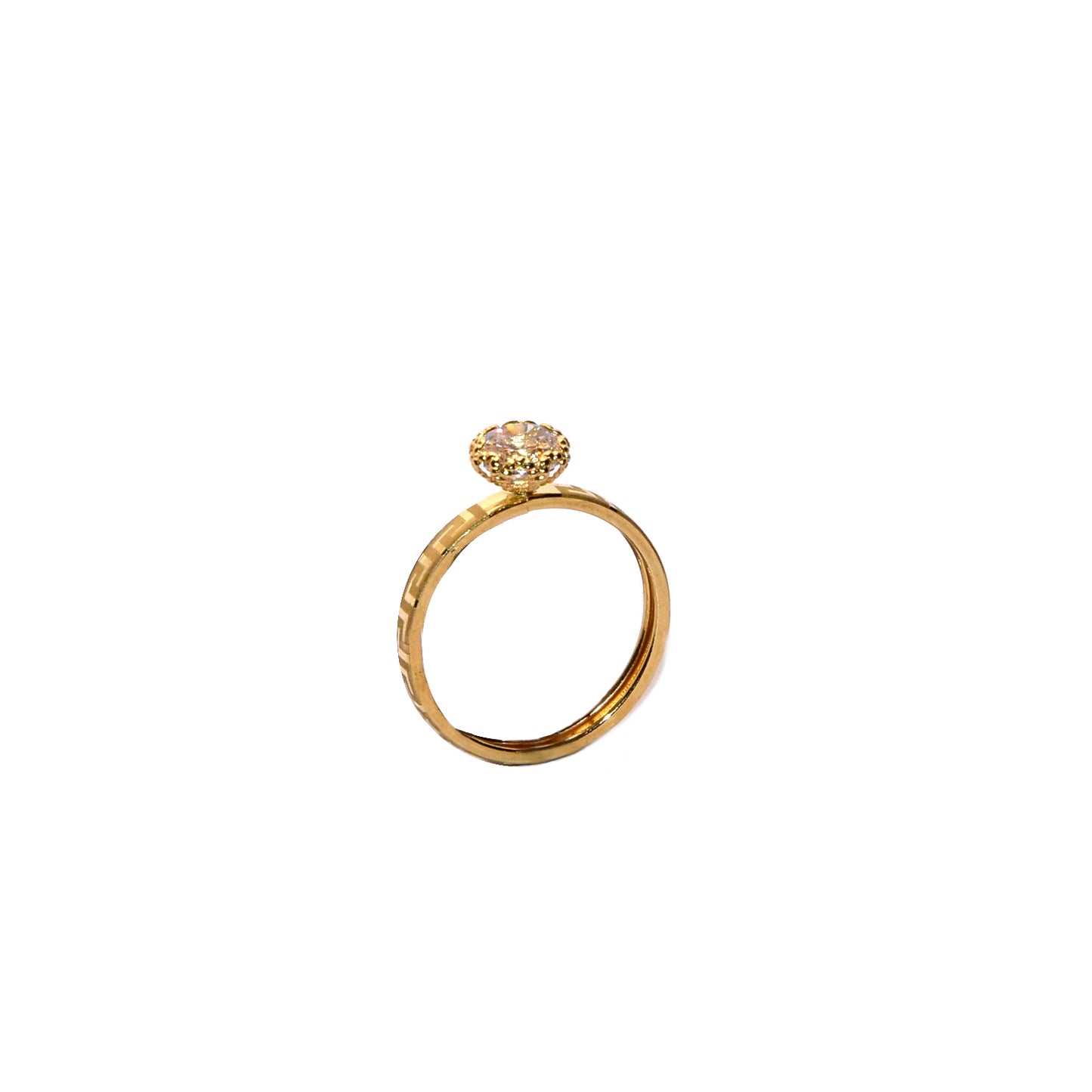 Anello solitario greca oro 18k