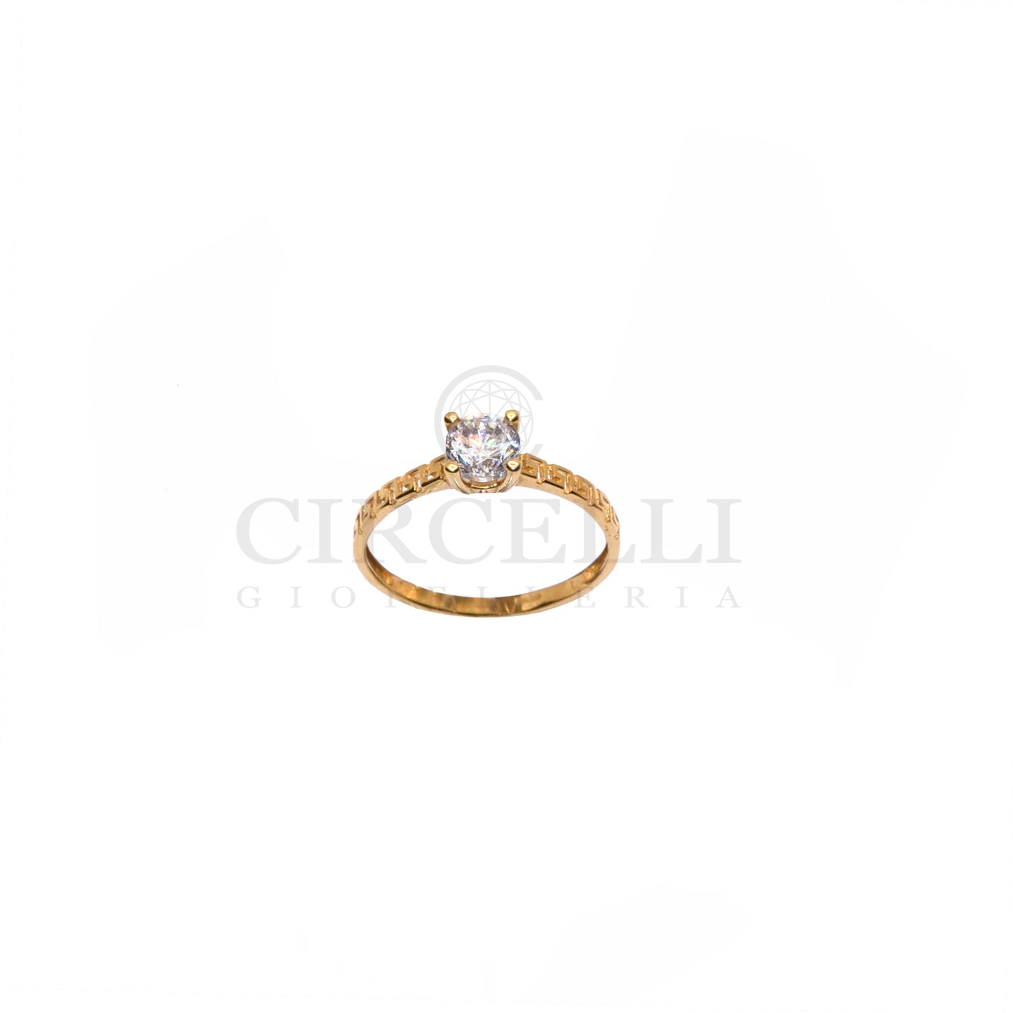 Anello solitario greca oro 18k