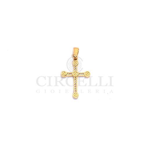 Croce con zirconi oro 18k