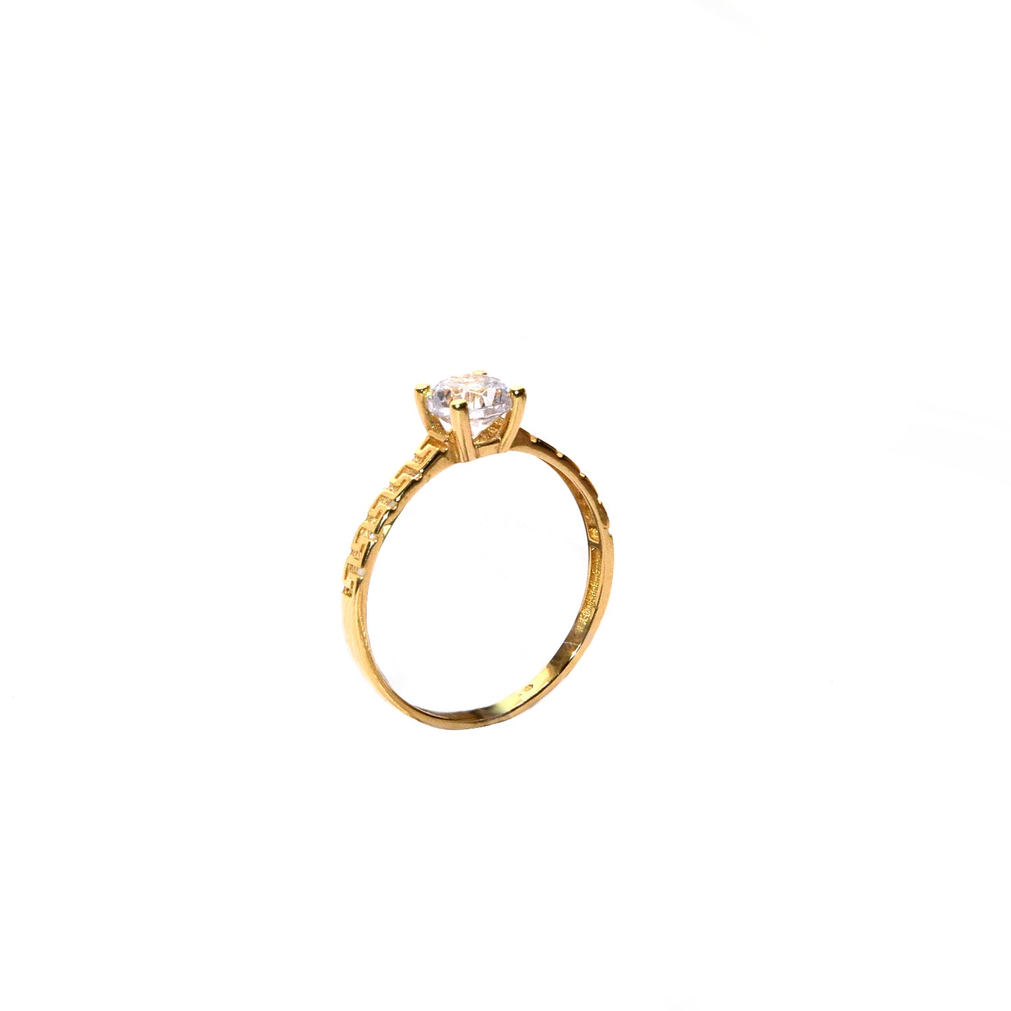 Anello solitario greca oro 18k