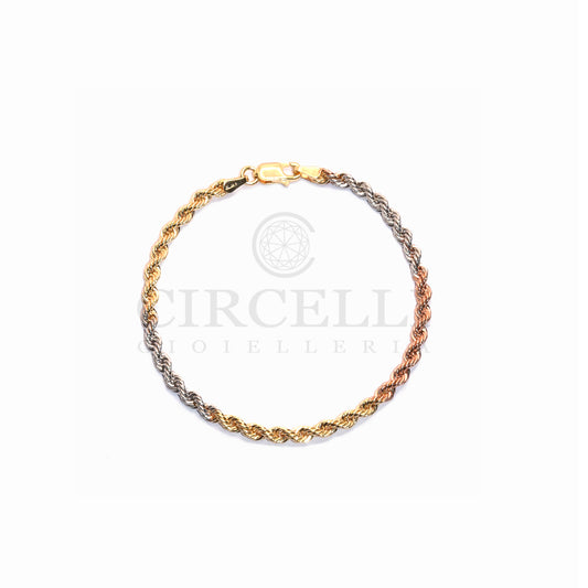 Bracciale corda tre ori 18k