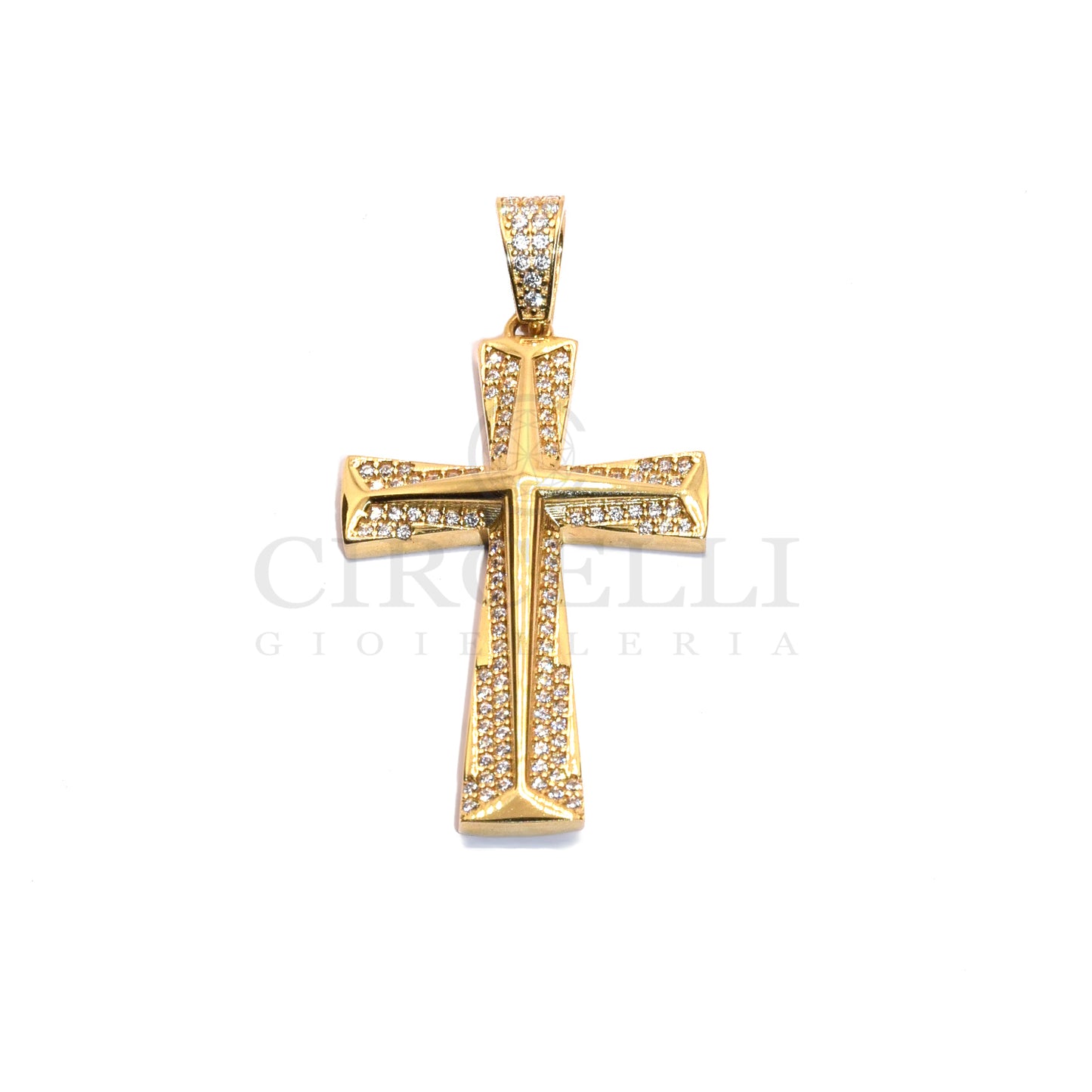 Croce Big pavè oro 18k