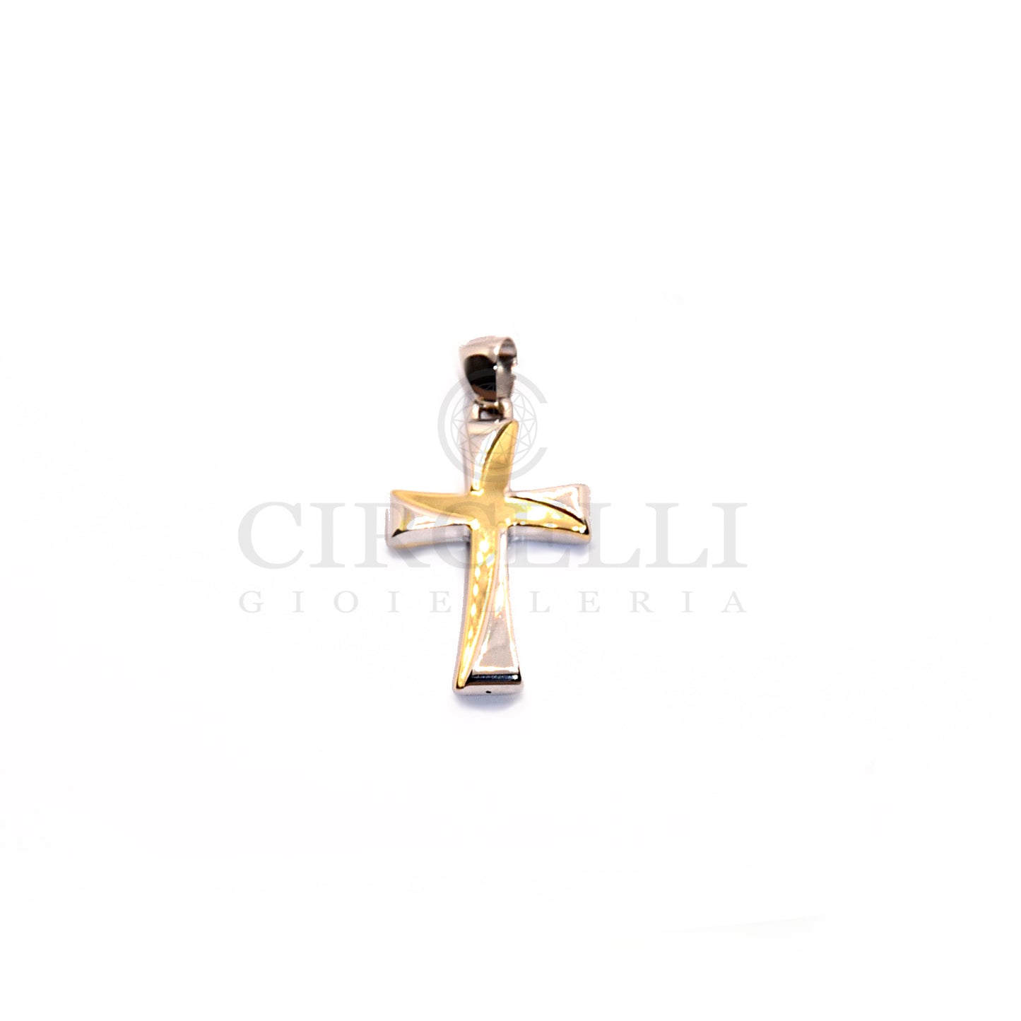 Croce bicolore oro 18k