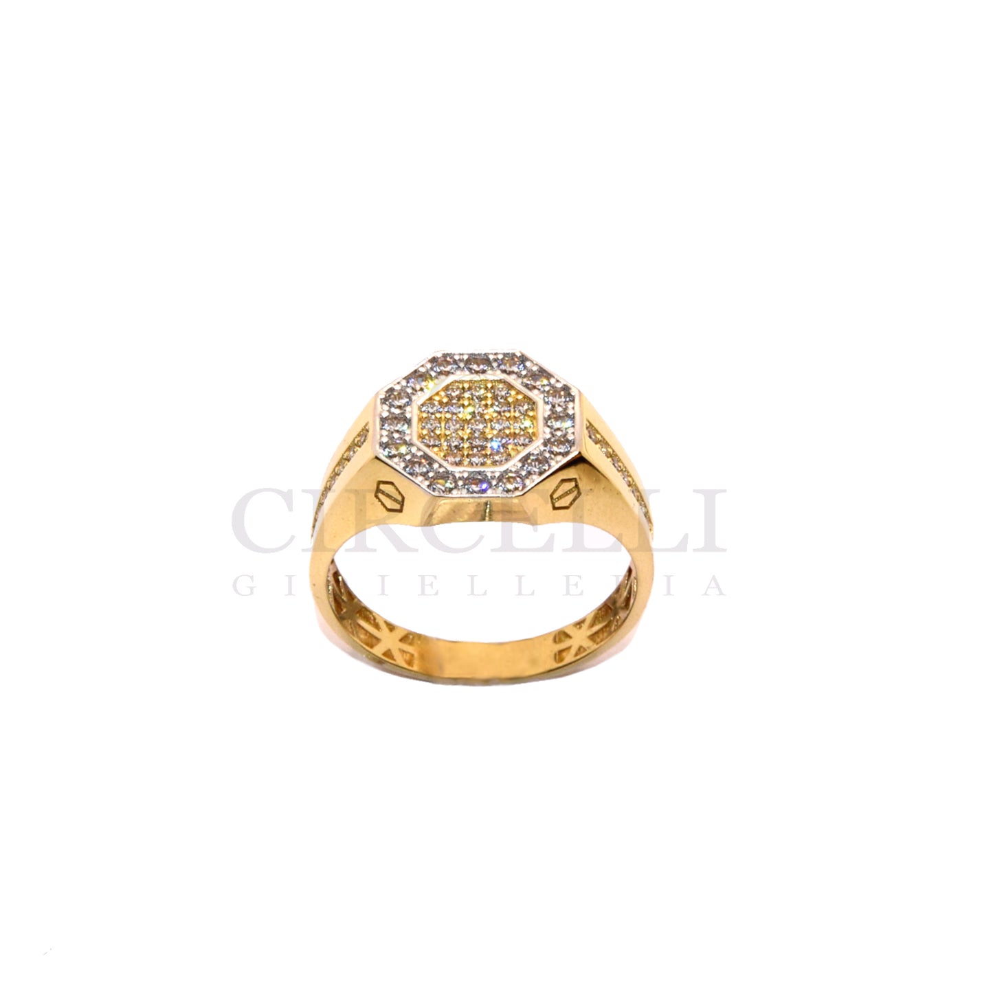 Anello uomo big pavè oro 18k