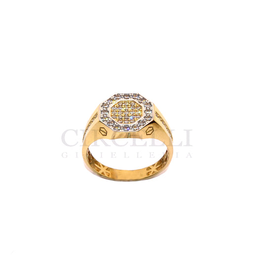 Anello uomo big pavè oro 18k