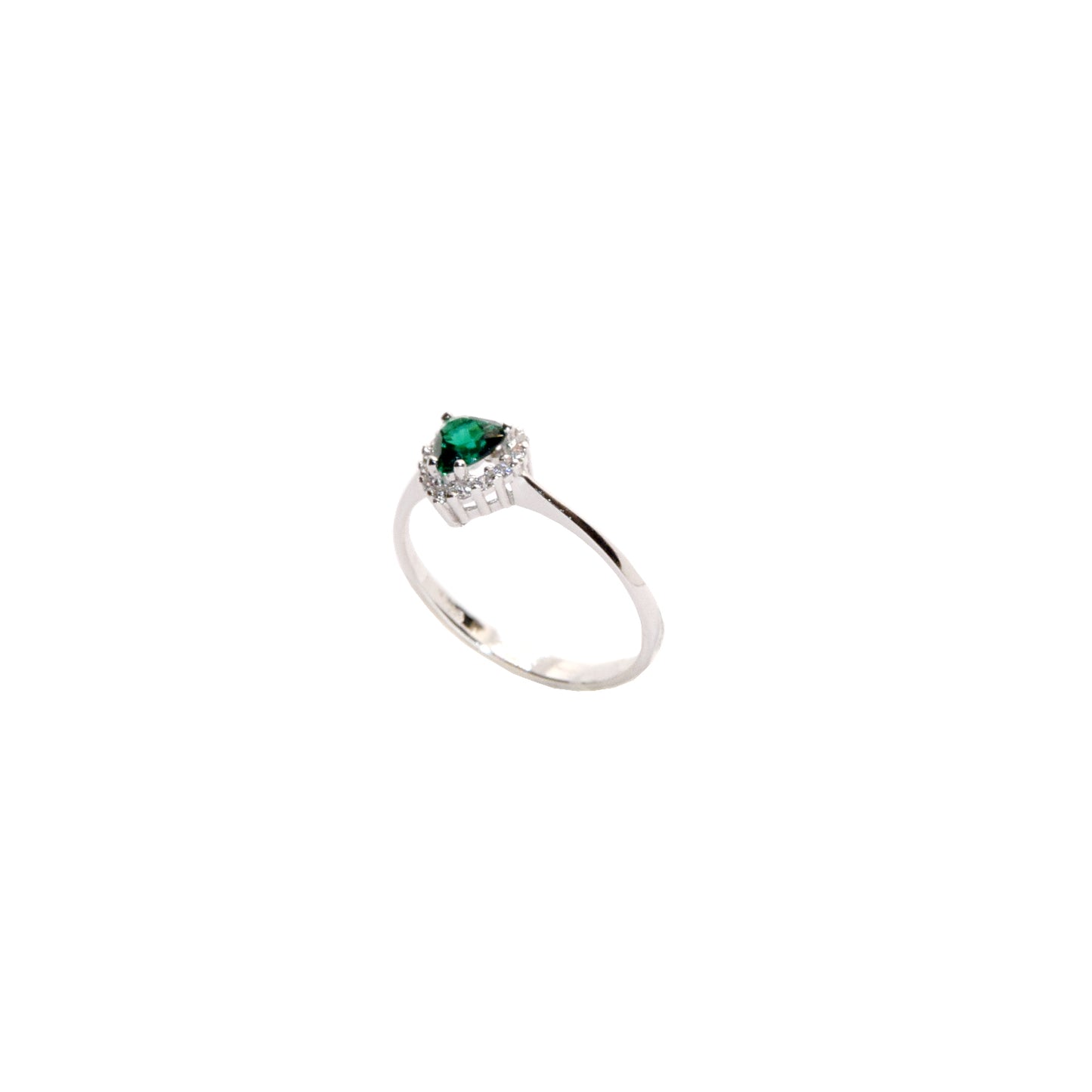 Anello cuore pietra verde oro 18k