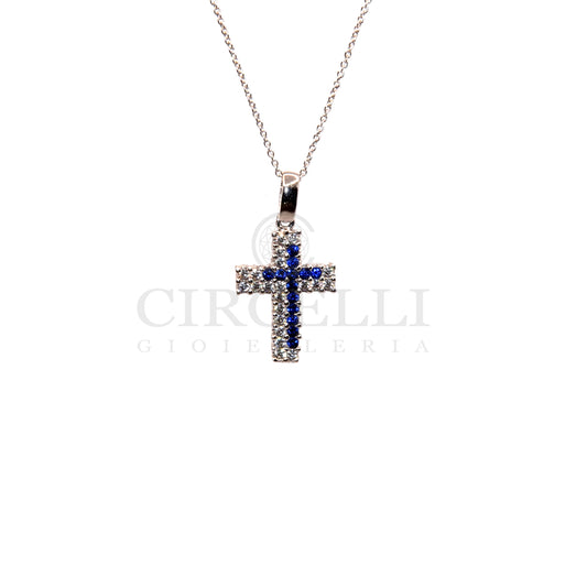 Collana croce oro bianco 18k