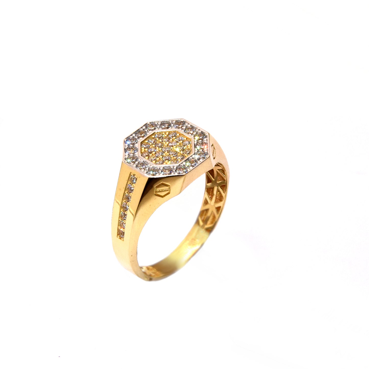 Anello uomo big pavè oro 18k