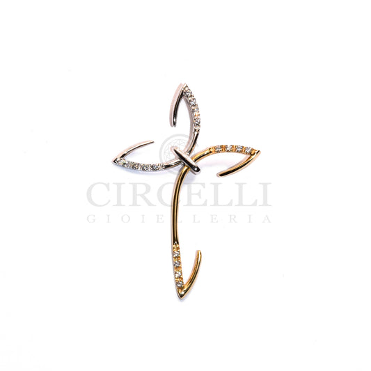 Croce bicolore oro 18k