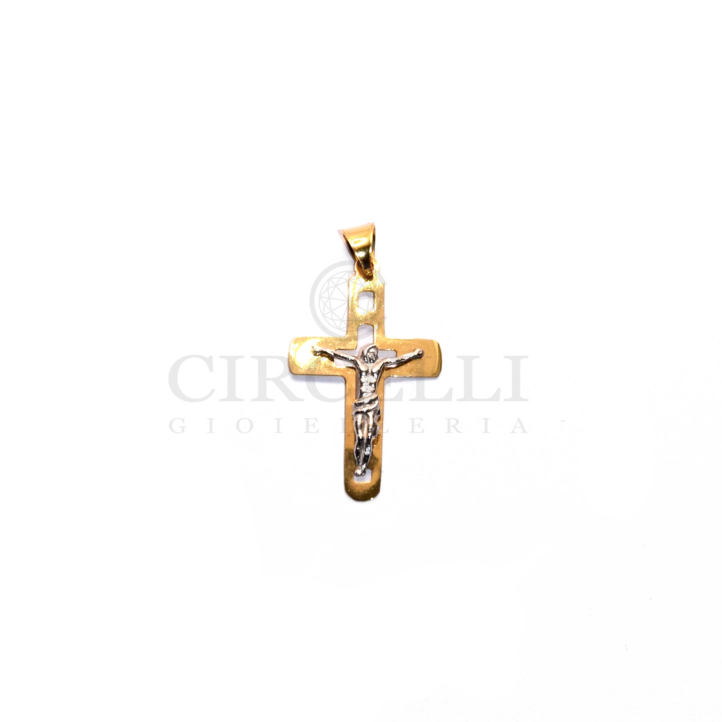 Croce bicolore oro 18k