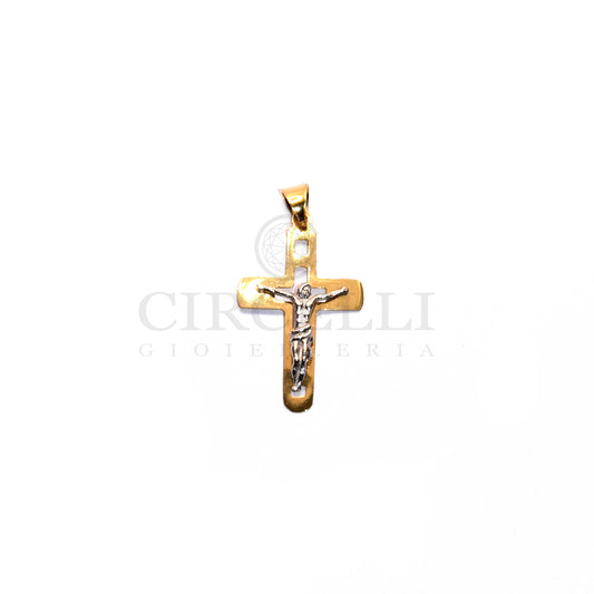 Croce bicolore oro 18k