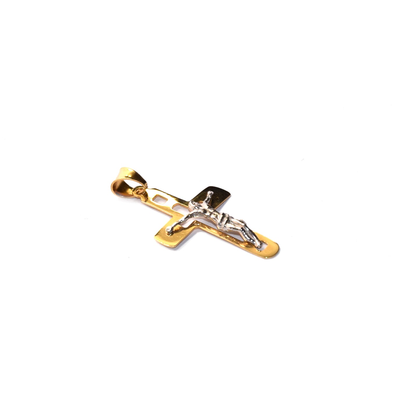 Croce bicolore oro 18k