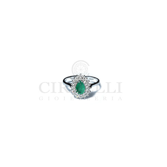 Anello smeraldo colombiano CT0,80 con diamanti CT0,80 G VS