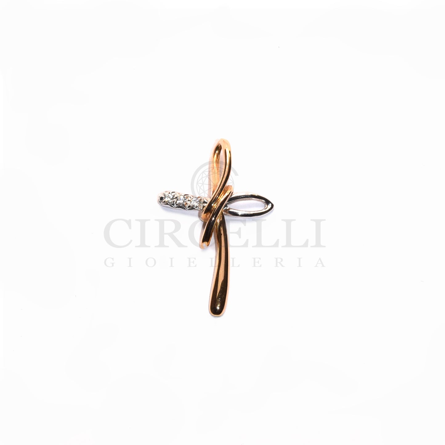 Croce bicolore oro 18k