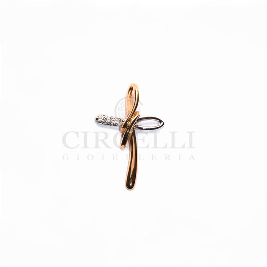 Croce bicolore oro 18k