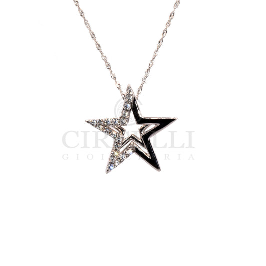 Collana stella oro bianco 18k