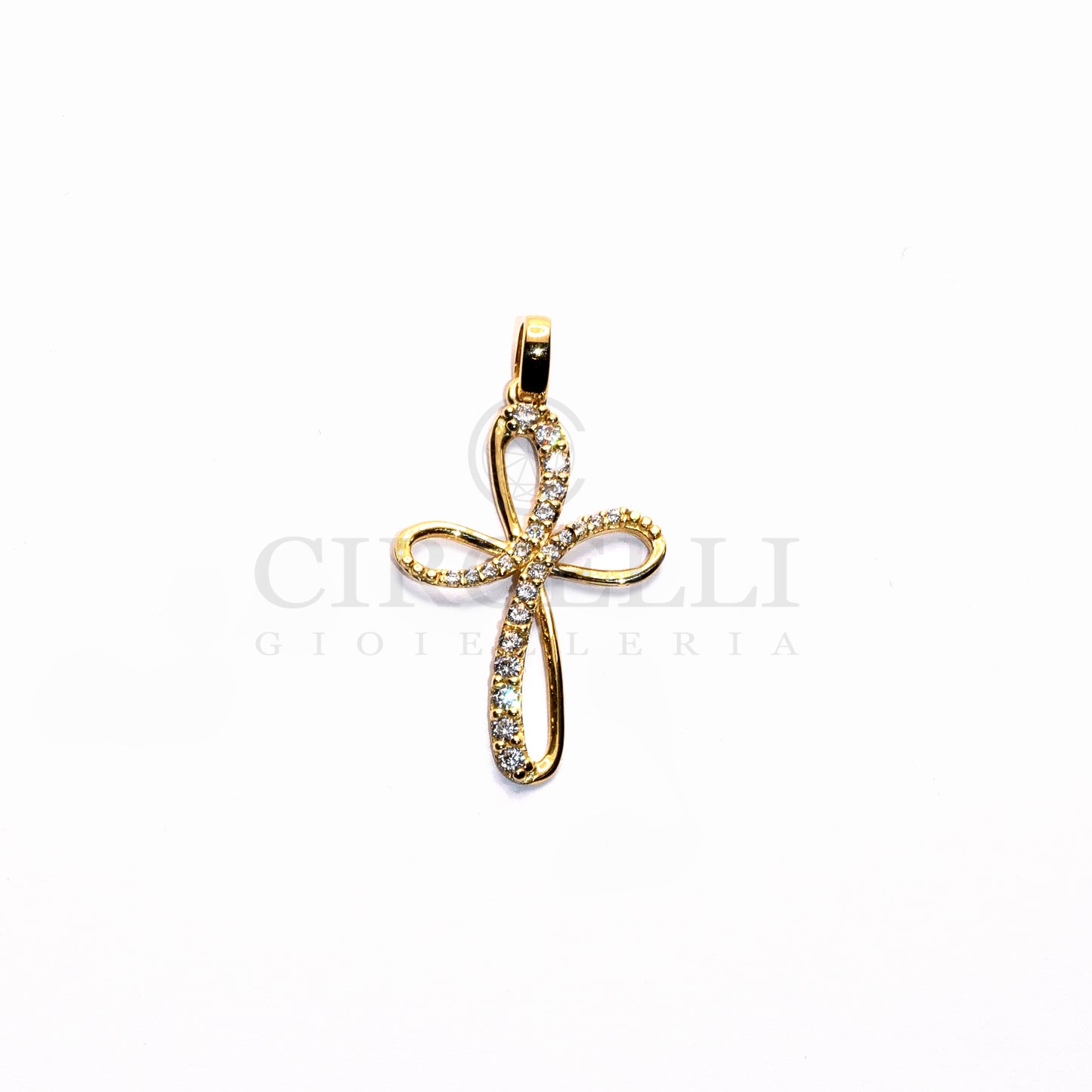 Croce pavè oro 18k