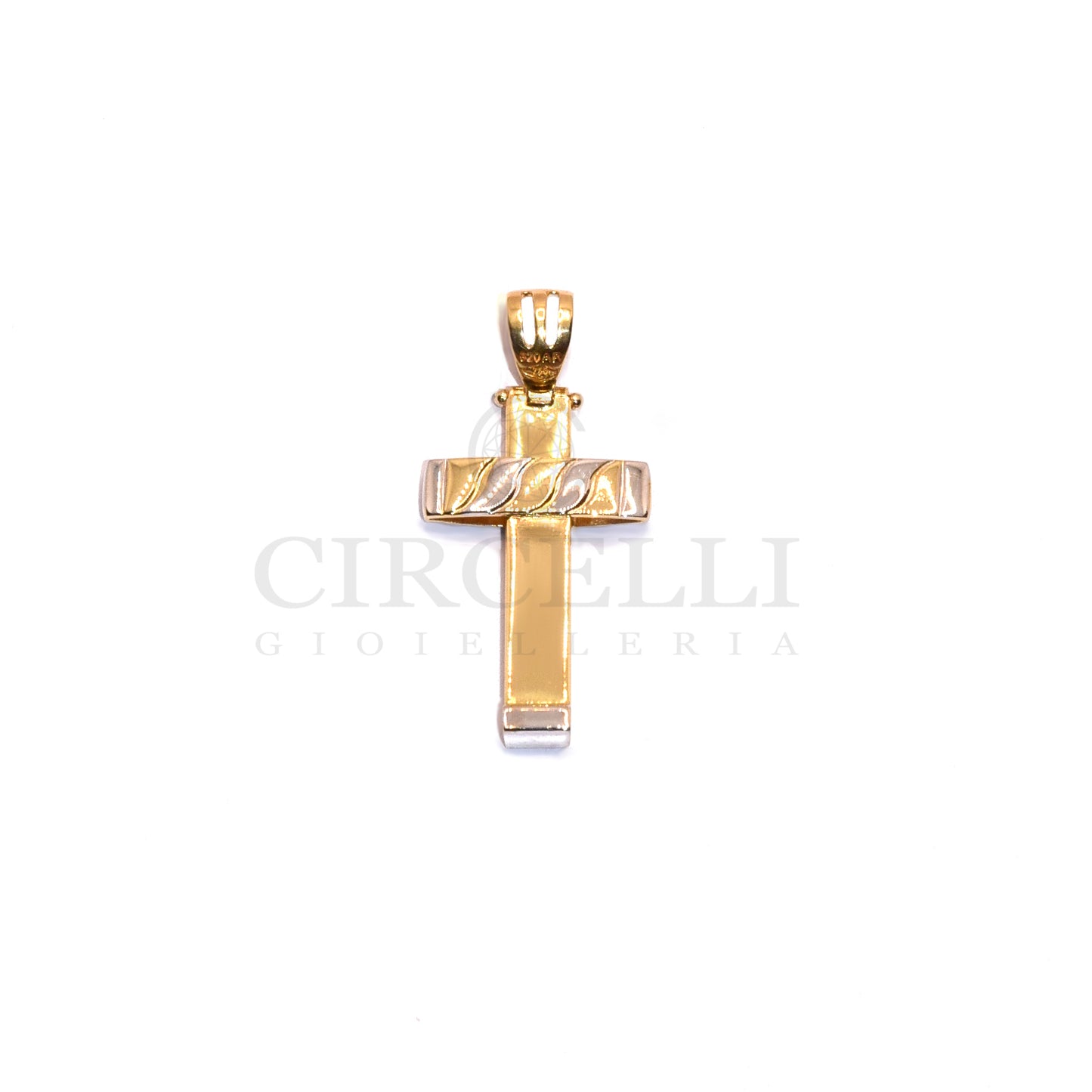 Croce double face bicolore oro 18k