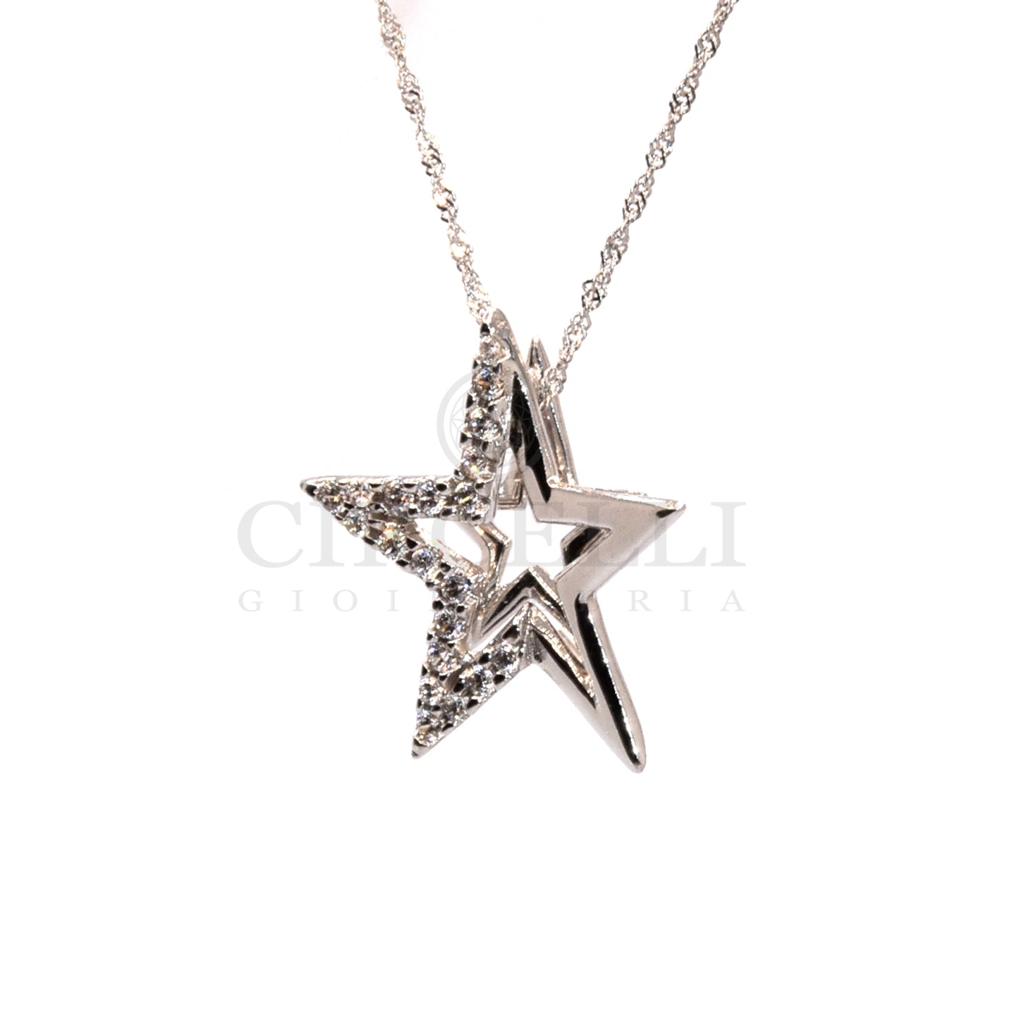 Collana stella oro bianco 18k