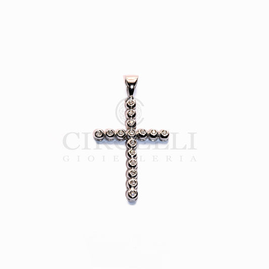 Croce con diamanti oro bianco 18k