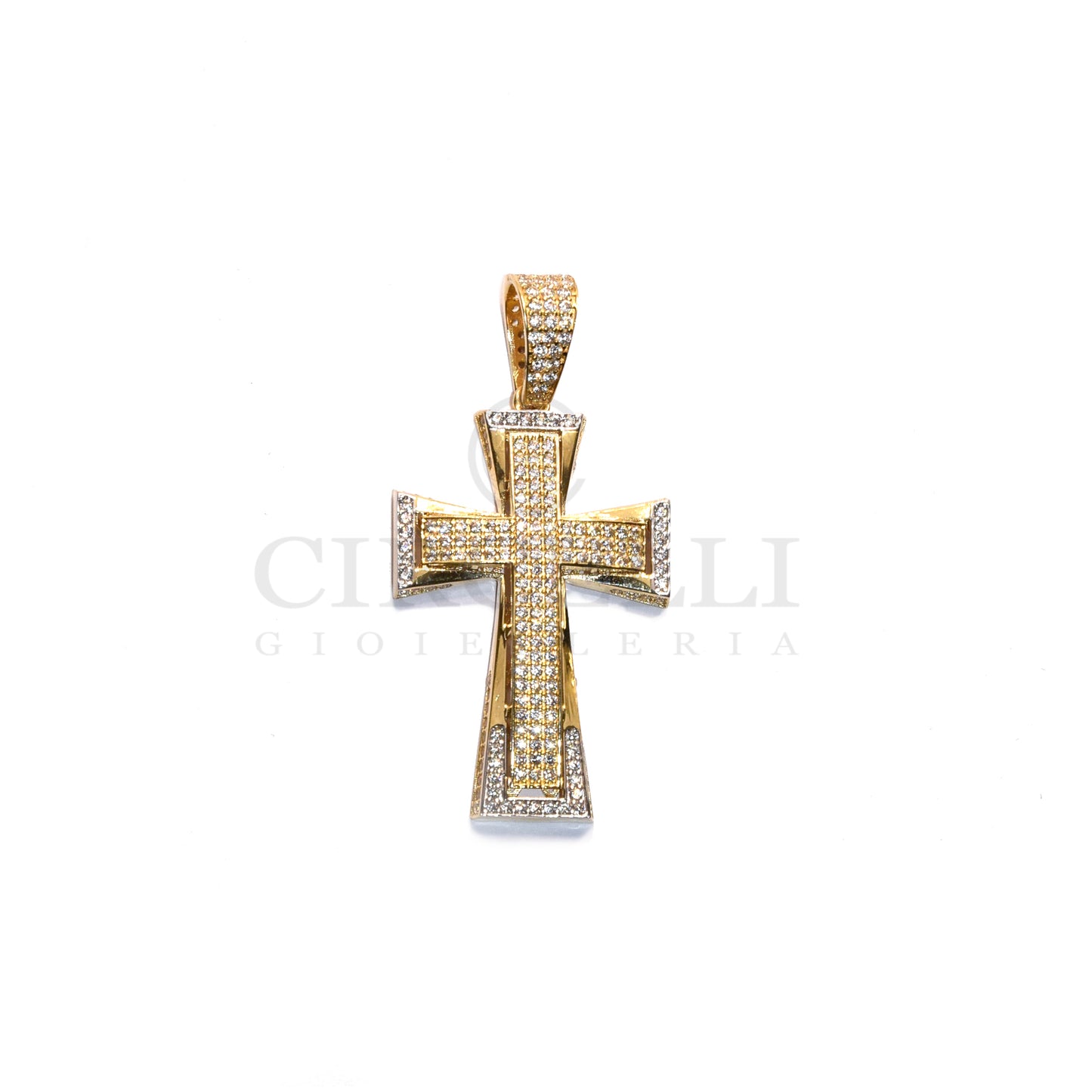 Croce Big pavè oro 18k