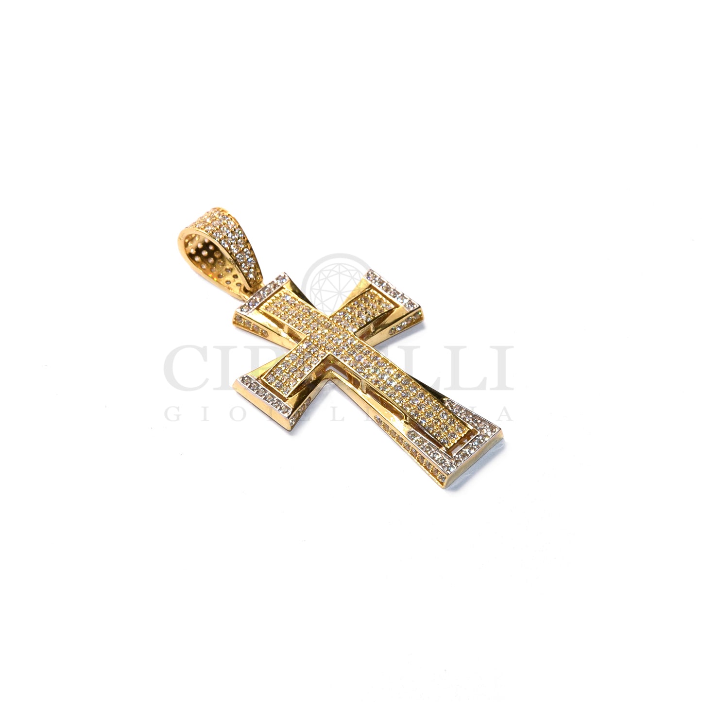 Croce Big pavè oro 18k