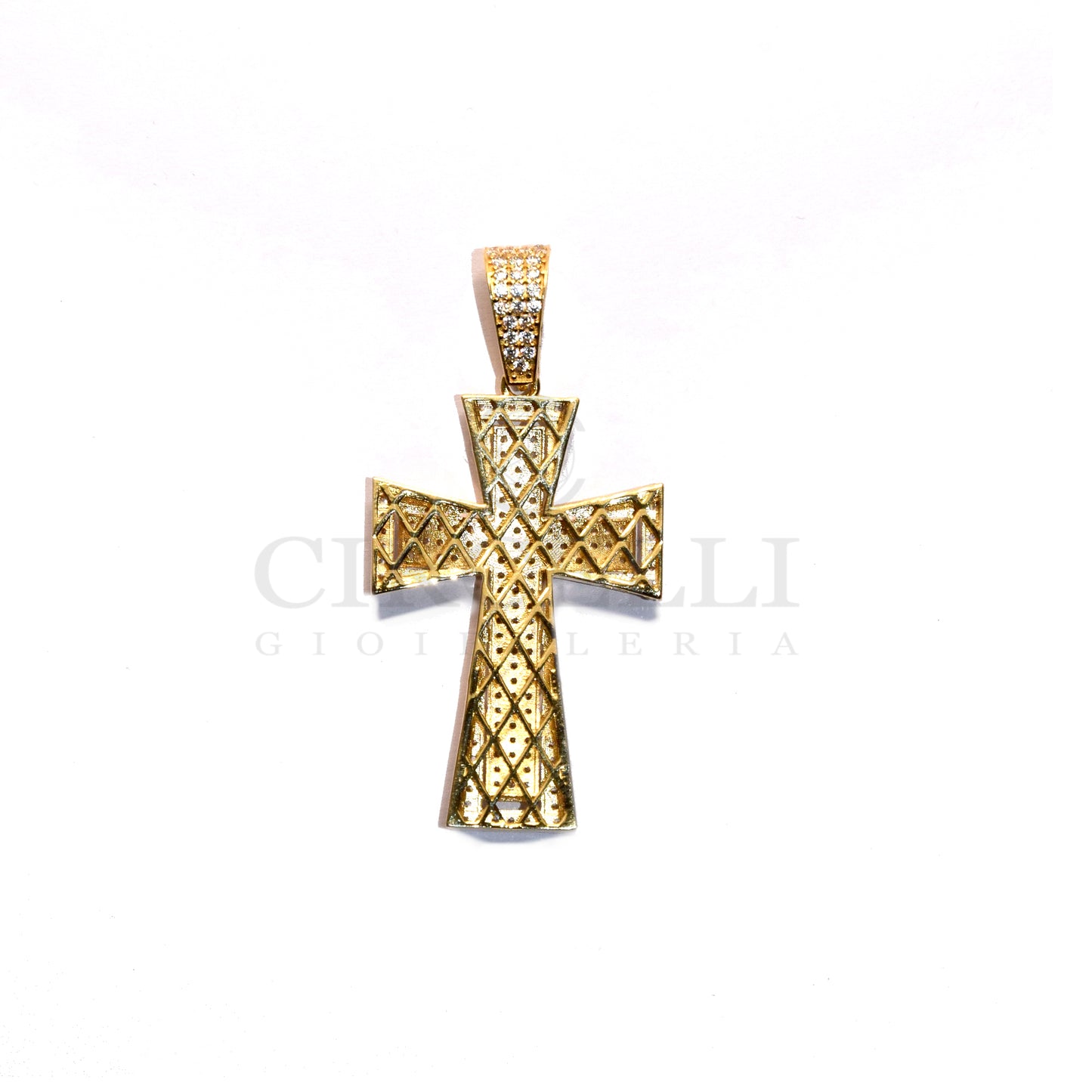 Croce Big pavè oro 18k