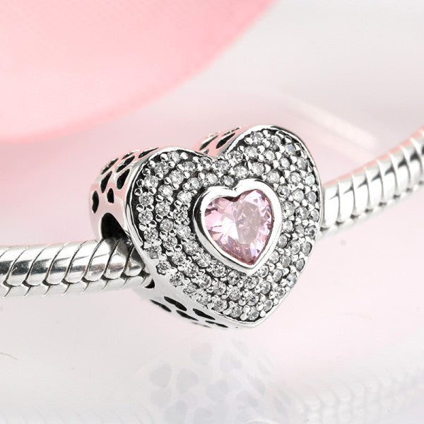 CHARM CUORE ROSA STRASS LES FOLIES