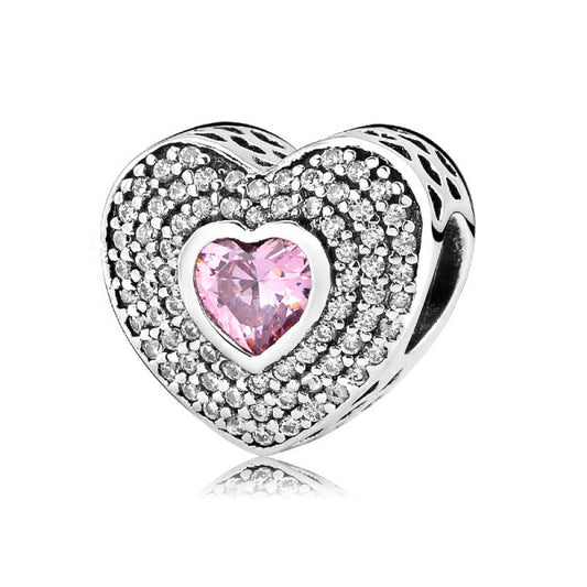 CHARM CUORE ROSA STRASS LES FOLIES