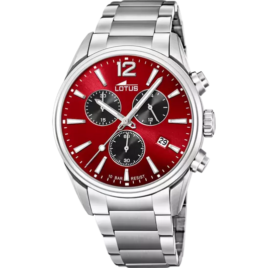 OROLOGIO LOTUS CHRONO 18690/5 ROSSO CINGHIA ACCIAIO INOSSIDABILE 316L, UOMO